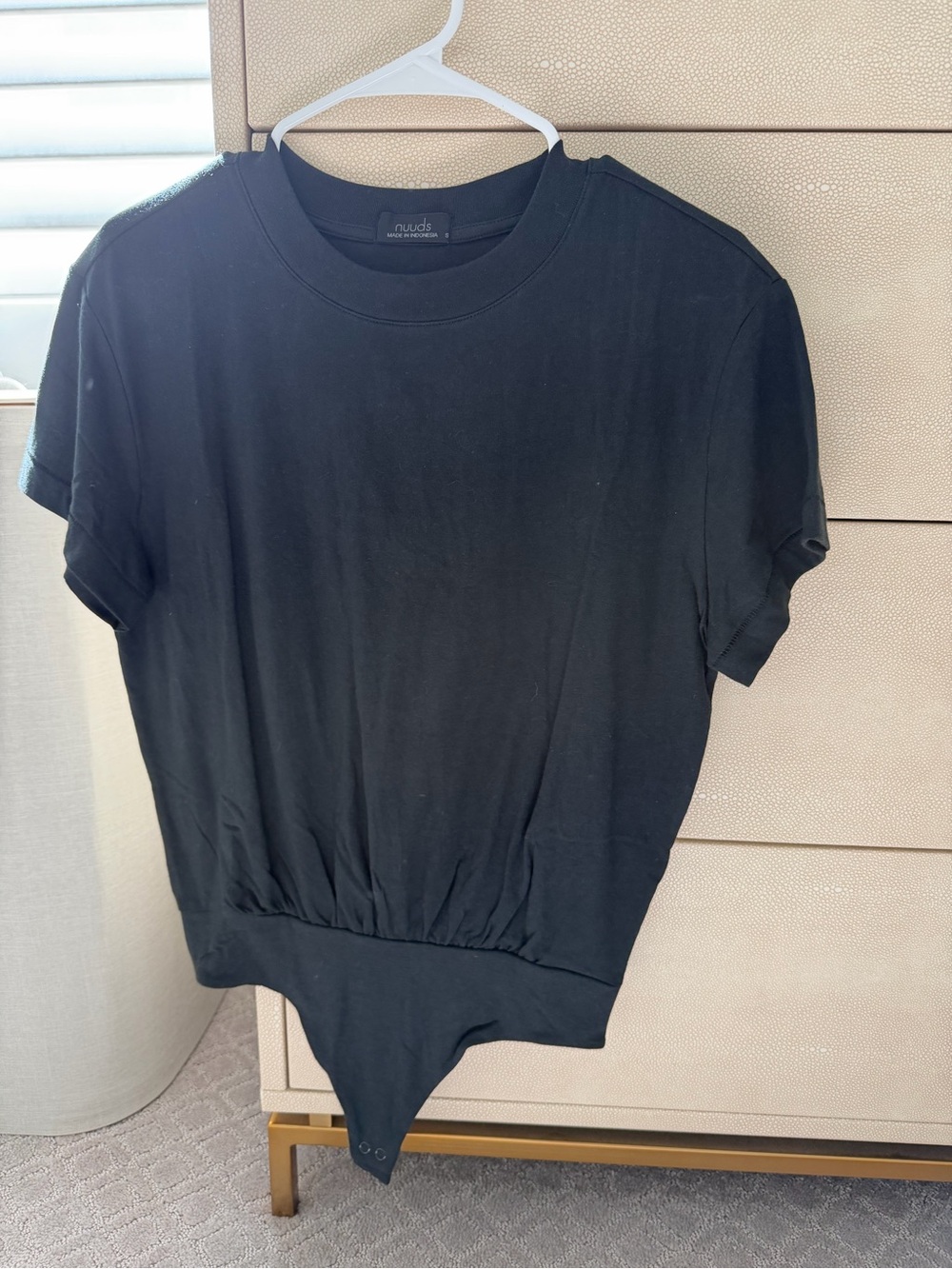 Nuuds Black Short-Sleeve Bodysuit Tee